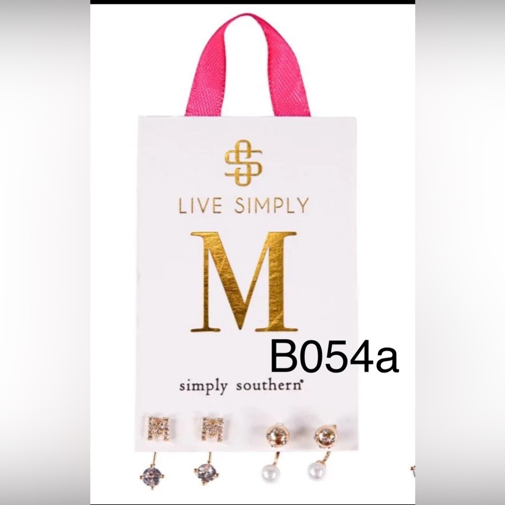 Simply Southern gold plated EARRINGS “M” NWT includes 2 pairs